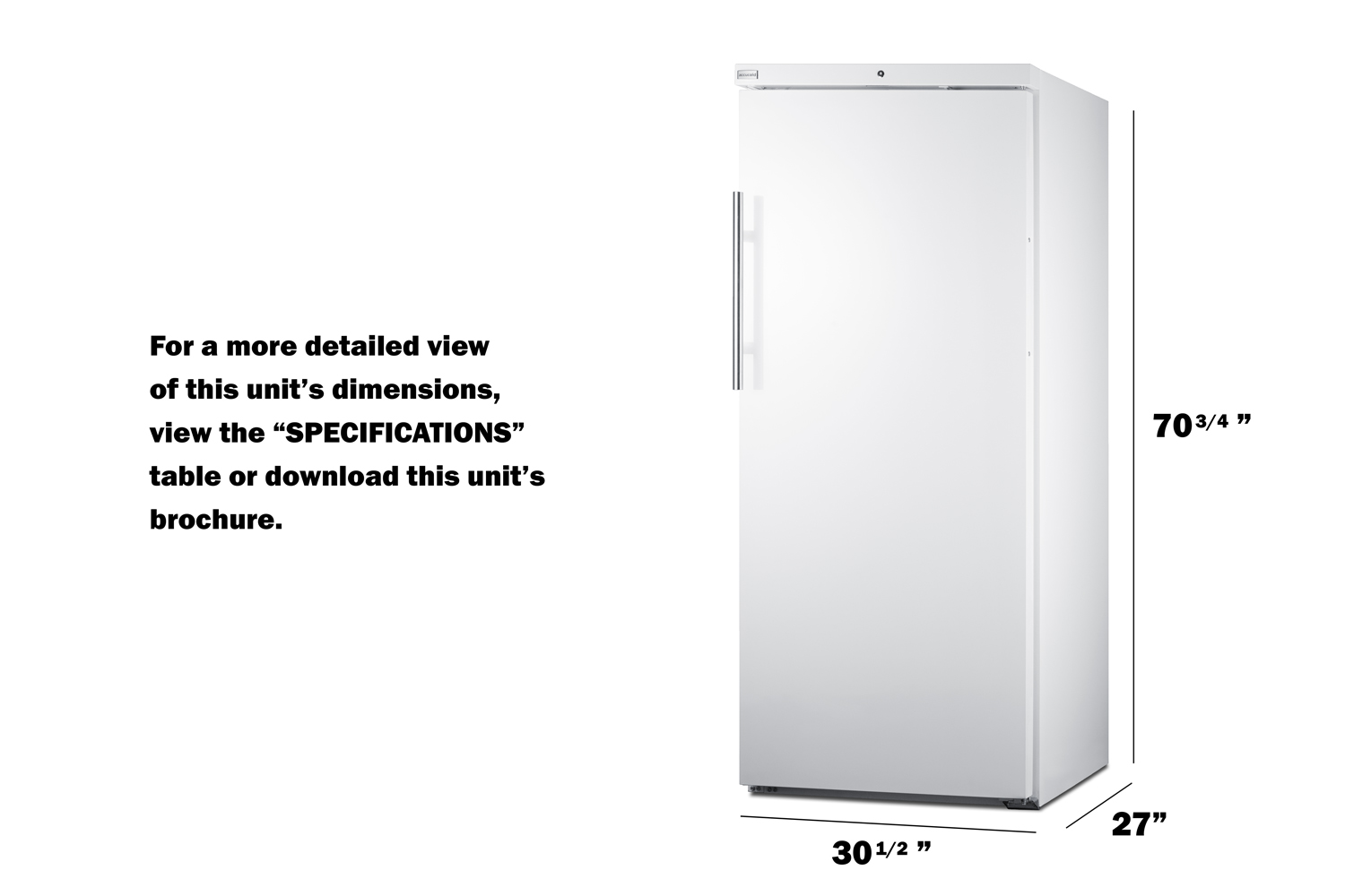 Upright commercially listed manual defrost freezer with lock